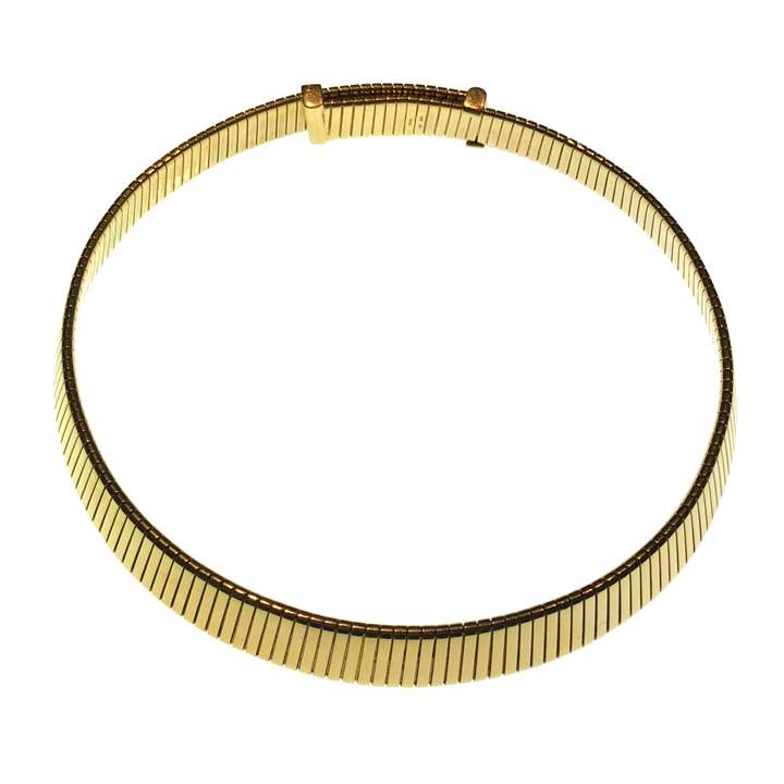 18ct gold flattened 'gaspipe' style necklace